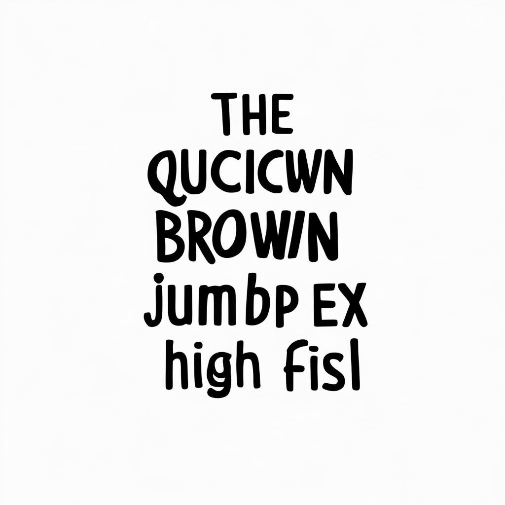 The sentence 'The quick brown fox jumps high' in clean black