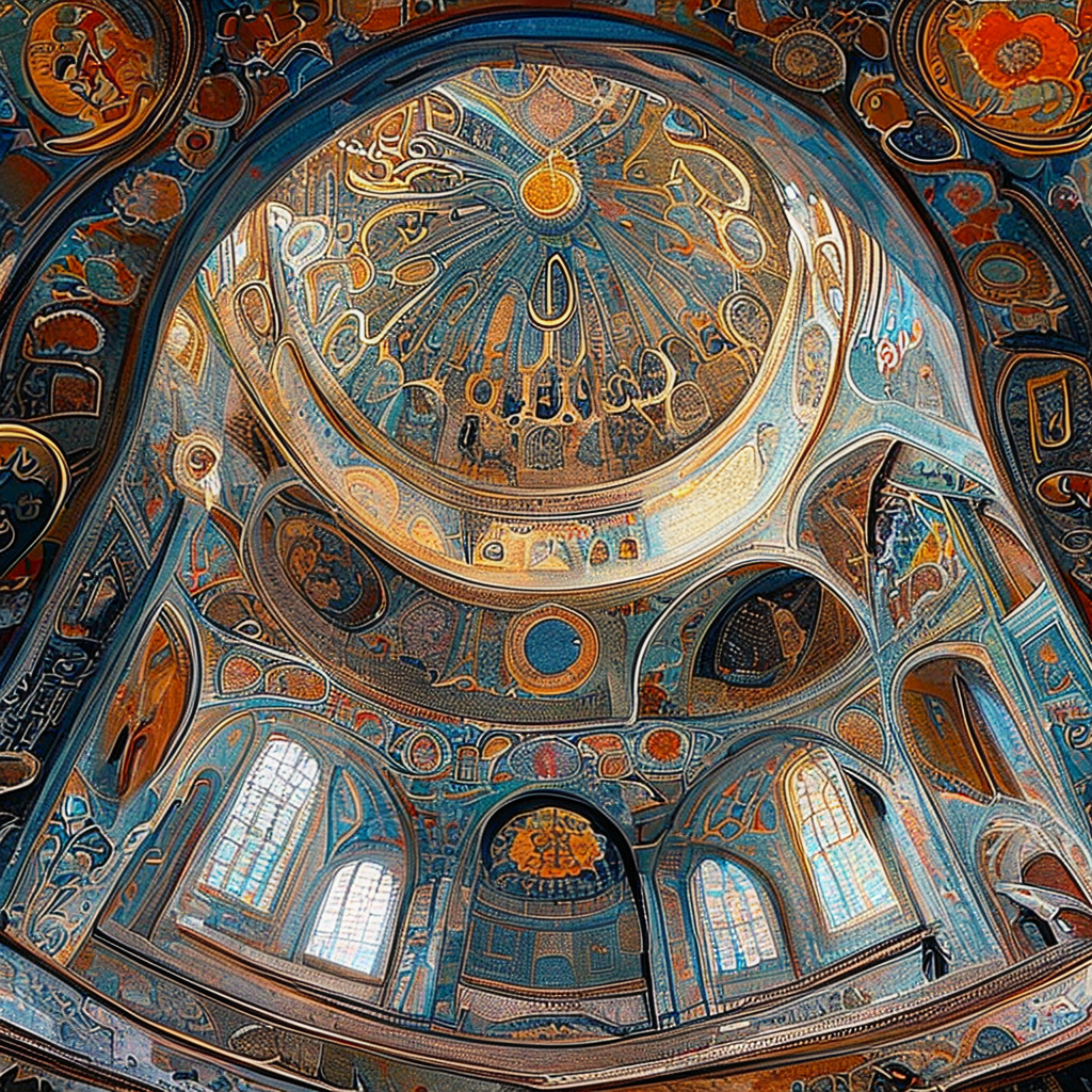 The Hagia Sophia interior showing the massive central dome, 