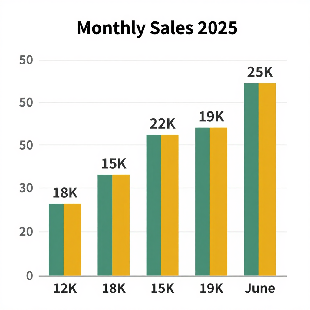 A bar chart showing monthly sales for January through June w