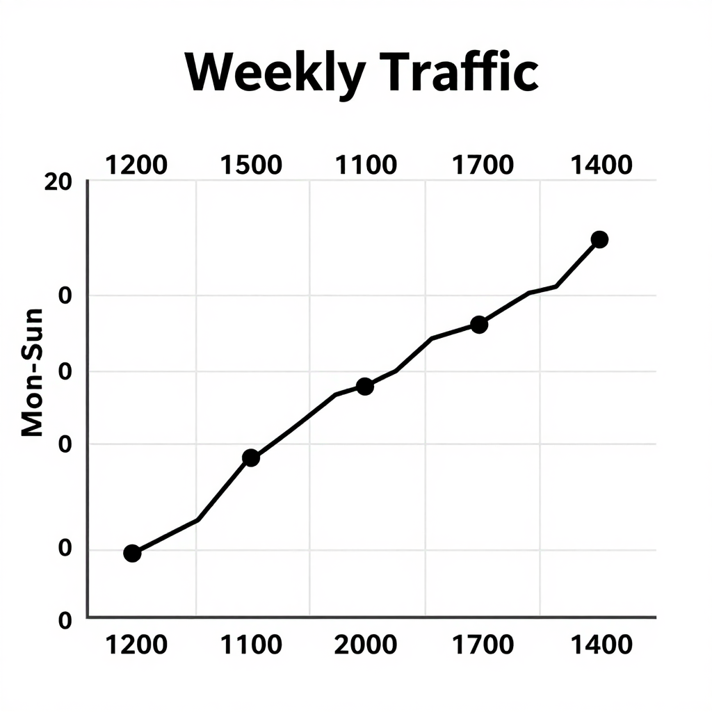 A simple line graph showing daily website visitors over one 