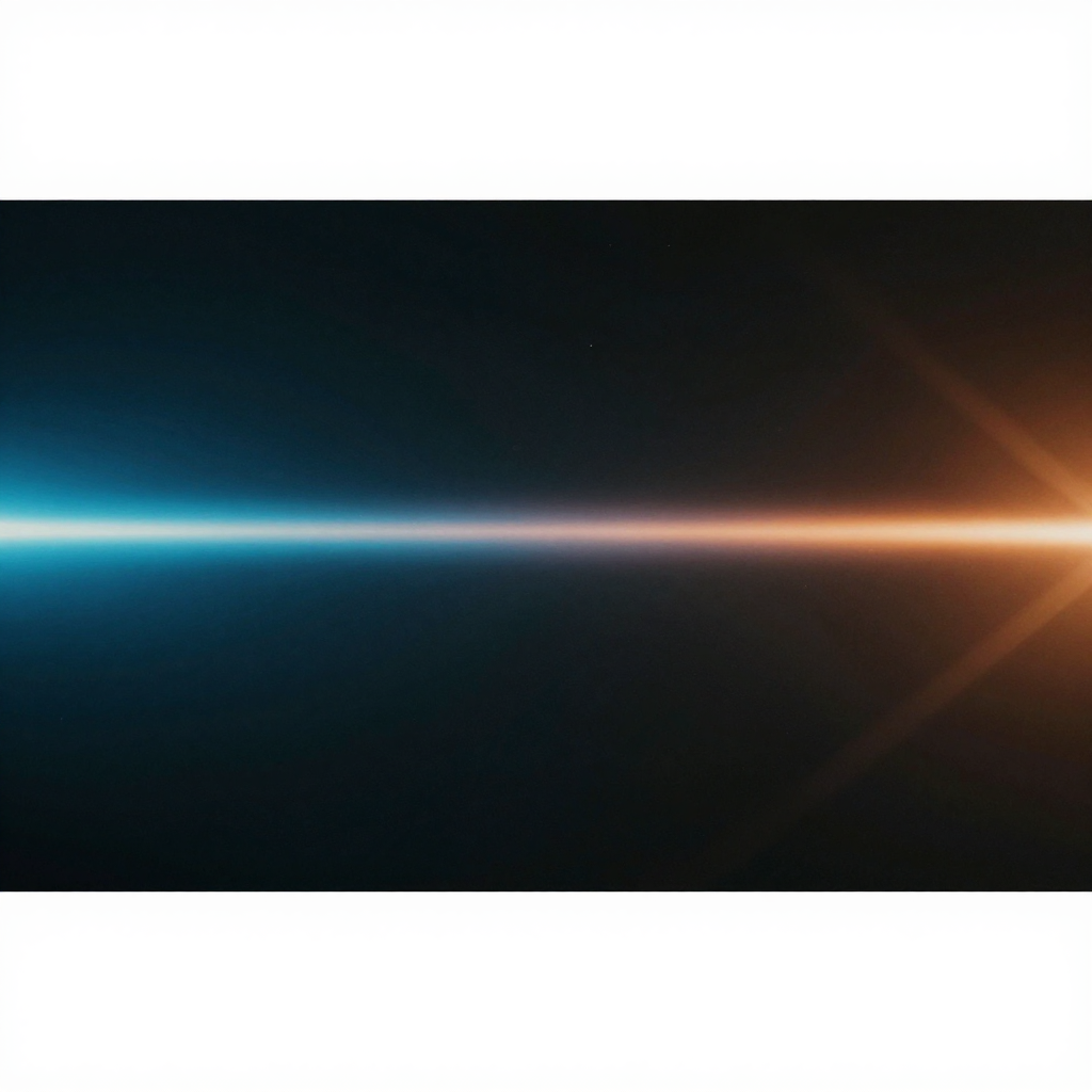 A cinematic frame with blue and orange anamorphic lens flare