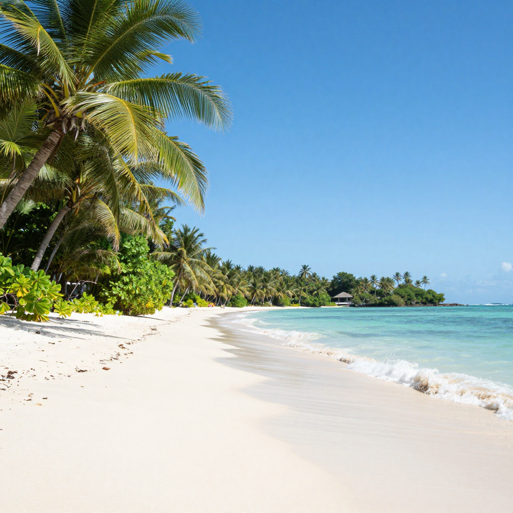 A tropical beach scene with no people
