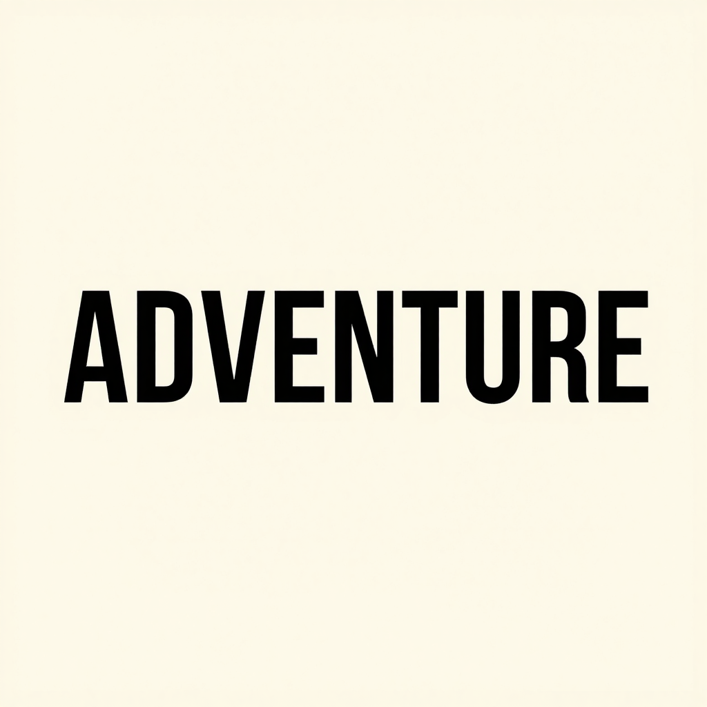 The word 'ADVENTURE' in big bold letters centered on a plain
