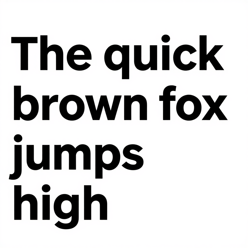 The sentence 'The quick brown fox jumps high' in clean black